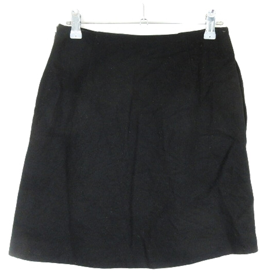 LOPE ROPE Skirt Mini Tuck Side Zipper Wool Thin Plain 38 Black 