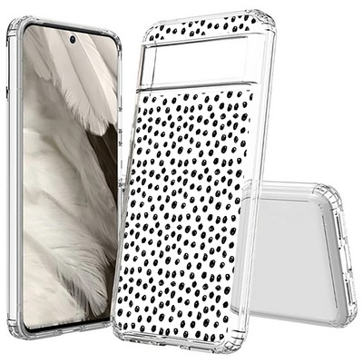 For Google Pixel  (8a,8 Pro,8,7a,7 Pro,7,6),Slim Cover,Polka Dots Blk Print,USA