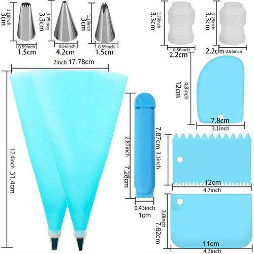 21 Pc Icing Decorating Set Cake Decoration Equipment Piping Kit + Piping Nozzles - Picture 16 of 20