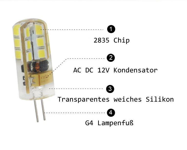 3W 10x G4 LED Lampe Stiftsockel Leuchtmittel Birne Kaltweiß Dimmbar DC/AC 12V - Bild 4 von 4