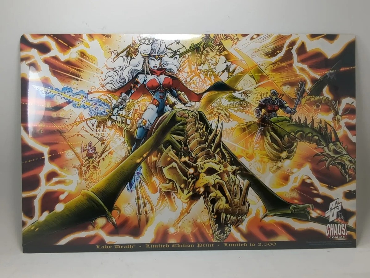 Lady Death Print - Riding a Dragon - Art by Steven Hughes 1997