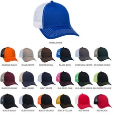 6 Panel Two Tone Contrast Vertical Mesh Back Trucker Cap - FREE SHIPPING