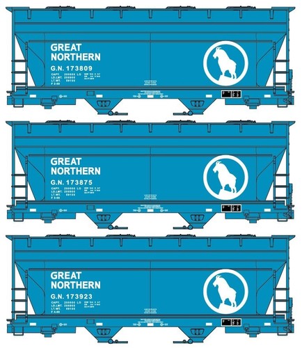 Juego de 3 autos H0 Accurail #8162 Great Northern - Kits de tolvas ACF de 2 bahías | Zustand: New