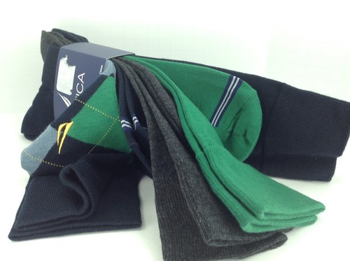 Men's NAUTICA Brand Green Blue ARGYLE 78% COTTON Dress Socks - 4 Pack - $36 MSRP - Picture 7 of 7
