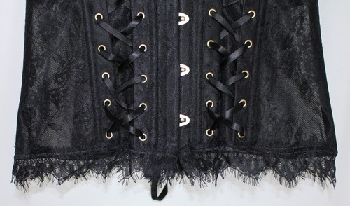 NWT ADORE ME Corset Black Bustier Top LARGE Boned Padded Lace Sheer Underwired - Picture 3 of 6