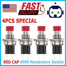 4 Pack SPST Normally Closed Momentary Push Button Switch Red