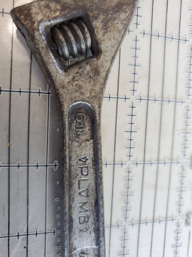 Vintage Plomb 706 Adjustable Wrench Early Utica Inverted Arc Variant 706 Plvmb - Picture 3 of 9