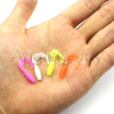 Lot 200 1 Inch Volume Tail Grub Mini Swimming Bait Silicone Soft Fishing Lure
