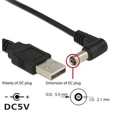 5.5mm DC Power Elbow Plug Connector With Cord For Laptop Desktop, New - USA Ship