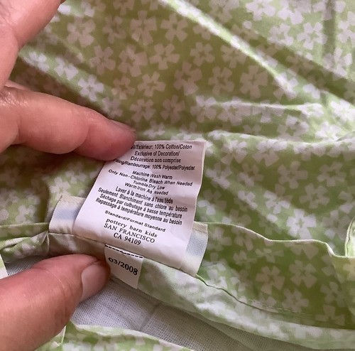 1 Pottery Barn Kids 2008 white red green quilted floral STANDARD pillow sham - Picture 7 of 7