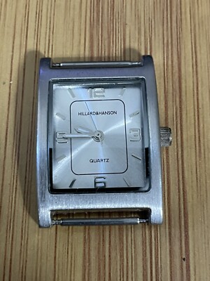 Vintage Accutime 24mm Hilard & Hanson Timepiece Silver On Silver Works Perfectly