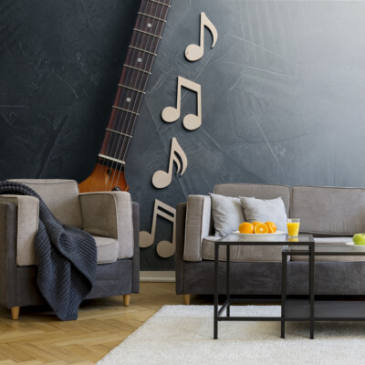 VLIES FOTOTAPETE Selbstklebend XXL GITARRE Beton Noten 3D Tapeten 3652