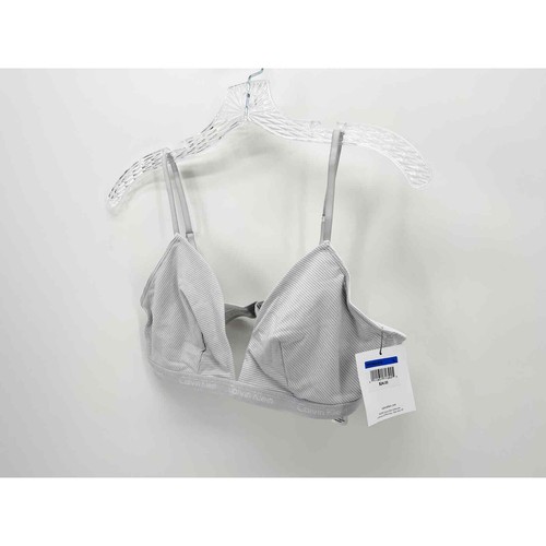 NWT Calvin Klein Bralette Womens XL X-Large Gray White Striped Triangle Bra Soft - Picture 3 of 8