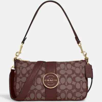 Authentic Coach Lonnie Baguette In Signature Jacquard