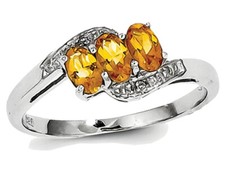 1/2 Carat Three Stone Citrine Ring in Sterling Silver