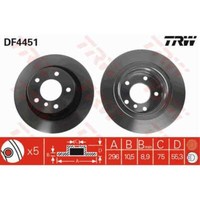 Trw 2X Bremsscheibe Hinten 296 Voll FüR Bmw 1Er E81 E87 3Er E90 E92