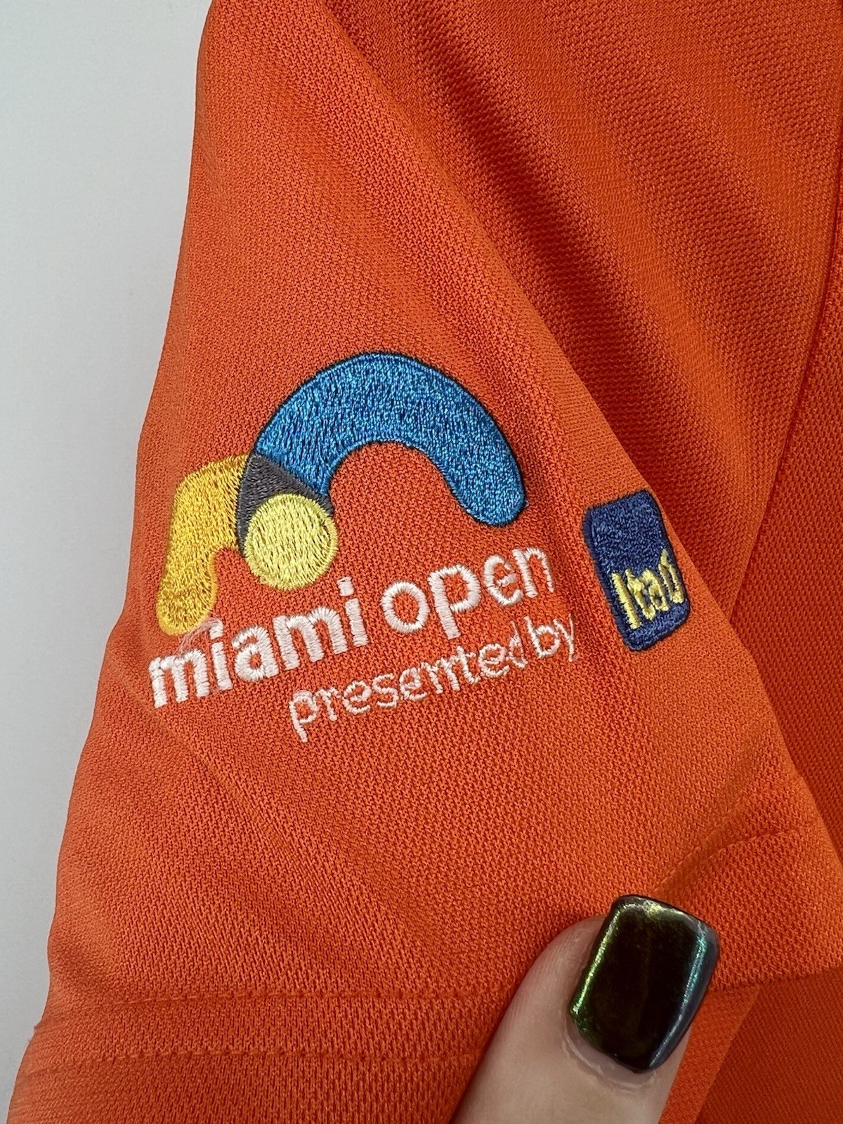 Lacoste Sport Polo Shirt Large Miami Open Orange White Short Sleeved Big Logo thumbnail 3