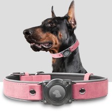 AirTag Dog Collar - Leather Dog Collar with Air Tag Holder  IPX8 Waterproof ...
