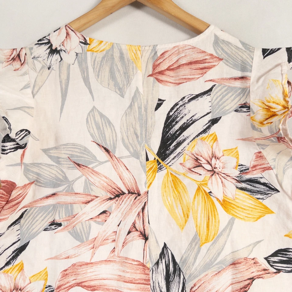 C&C California Dress XL Multicolor Floral Linen Mini Shift Tropical Resort - Image 4 of 4