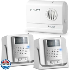 SYNLETT Bed Alarm Caregiver Pager with 2 Wireless Motion Sensors Alarm Indoor