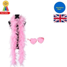 Vibrant 6.6ft Pink Feather Boa & Sunglasses - Perfect for Weddings & Cosplay