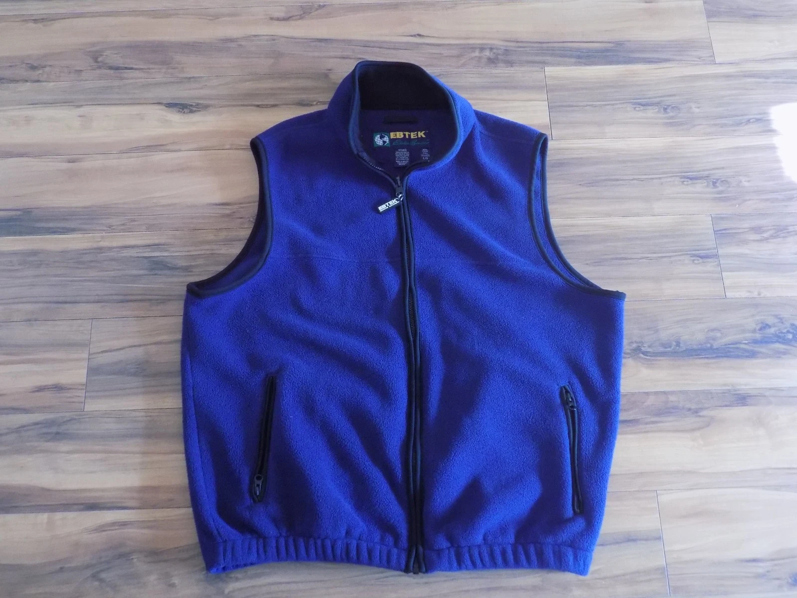 Eddie Bauer Ebtek Vintage Vest Mens Tall Large Navy Camping Hiking Polartec