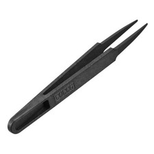Black Plastic Fine Point Tip Anti-static Tweezers 4.7" Length 93303