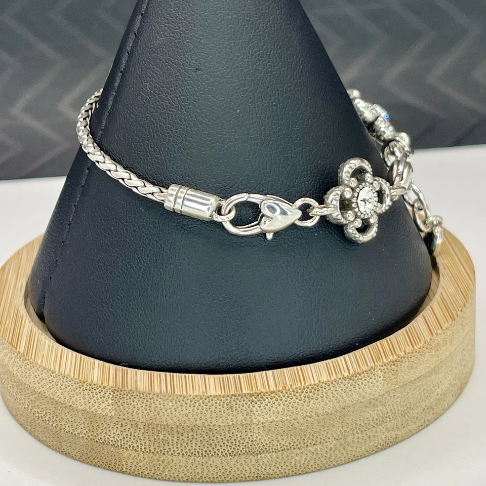 Pulsera Brighton May Flor Cristal Añadir A Cuenta Tono Plata Ajustable Floral Foto 4 de 4