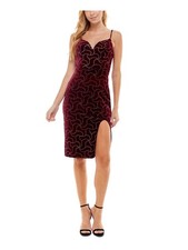 CITY STUDIO Womens Dress Maroon Spaghetti Strap Lined Molded Bodice Juniors M