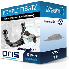 Für VW T5 09.2009-08.2015 ORIS Anhängerkupplung abnehmbar + 13polig E-Satz neu