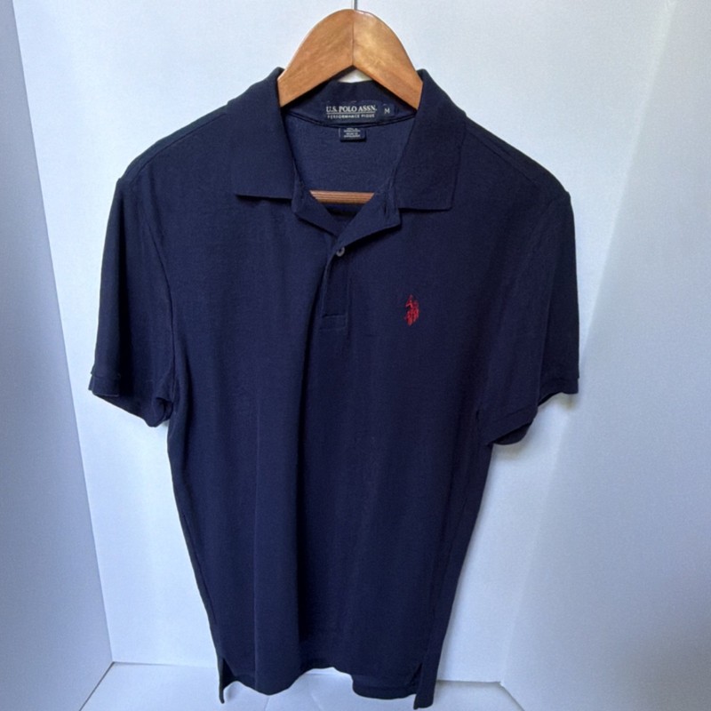 U.S. Polo Assn. Performance Pique Men's Navy Solid Short Sleeve Polo Shirt M