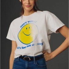 MOTHER The Grab Bag Don't Worry Cropped Tee Size M Retail 110