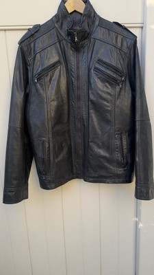 Renzo Costa Genuine Leather Jacket Men XL Black.  Designer Peru