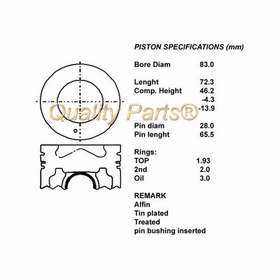 100-07097 IAP QUALITY PARTS COMPLETE ENGINE PISTON SERIES 050-Upgrade 050