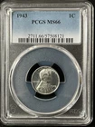 1943  1C Lincoln Wheat One Cent  PCGS MS66  57508121