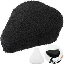 Imitation Sheepskin Bicycle Seat Cover Removable Sponge Padding Black
