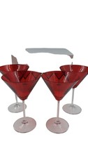 Marquis by Waterford Red Martini Glasses Set of 4 Vintage Style T2750 LTB