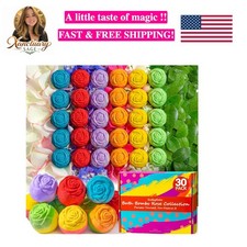 30 Rose-Shaped Bath Bombs Handmade with Natural Ingredients, 6 Calming Scen...