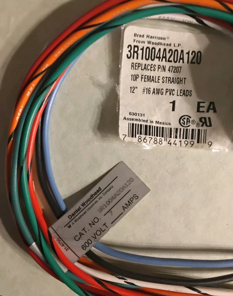 CABLE ASSEMBLY 12" PIGTAIL  16 AWG CIRCULAR 10 POSITION FEMALE MINI-CHANGE -NEW - Image 4 of 4