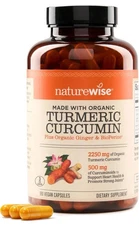 NatureWise Organic Turmeric Curcumin Heart Joint Health 180 Capsules EXP 08/2027