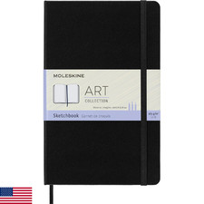 Moleskine Art Plus Sketchbook, Large, Plain, Black, Hard Cover 5 x 8.25