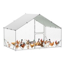 Large Walk-in Metal Chicken Coop 9.8x6.6x6.6 ft Poultry Cage Hen House w/Cover