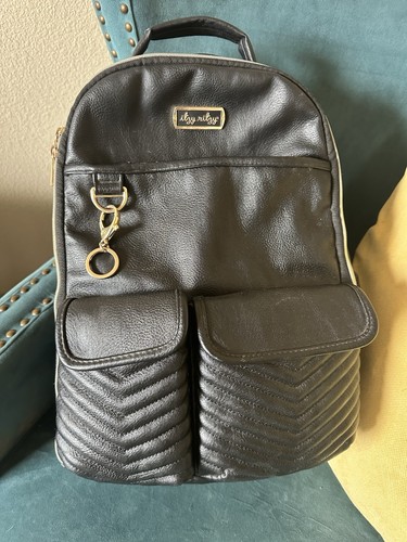Itzy Ritzy Jetsetter Boss Diaper Bag Backpack Black Vegan Leather