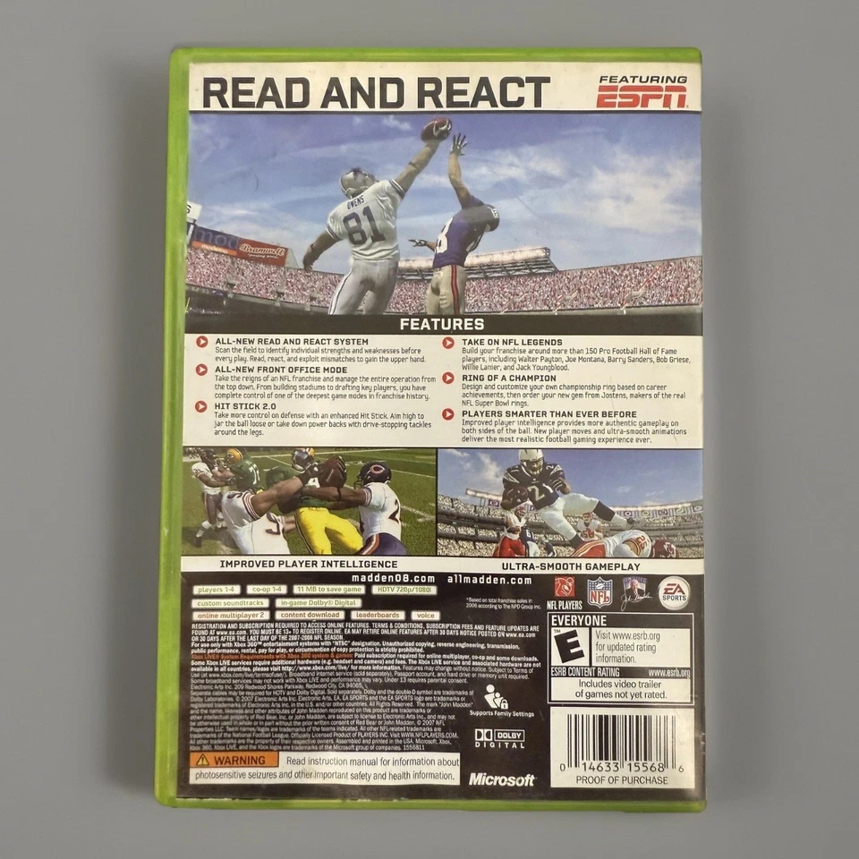 Madden NFL 08 Microsoft Xbox 360 Video Game Complete w/ Manual EA Sports ESPN - Image 2 of 4