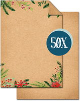 Briefpapier Kraftpapier Weihnachten, 50 Blatt: Weihnachtliches Schreibpapier, Pa