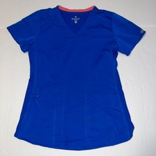 Med Couture Touch women's scrub top blue peach color XS
