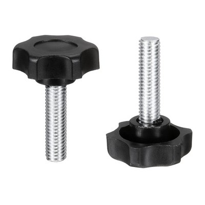 2Pcs M8 x 30mm Male Thread Star Knobs Handles Hand Clamping Screws Black
