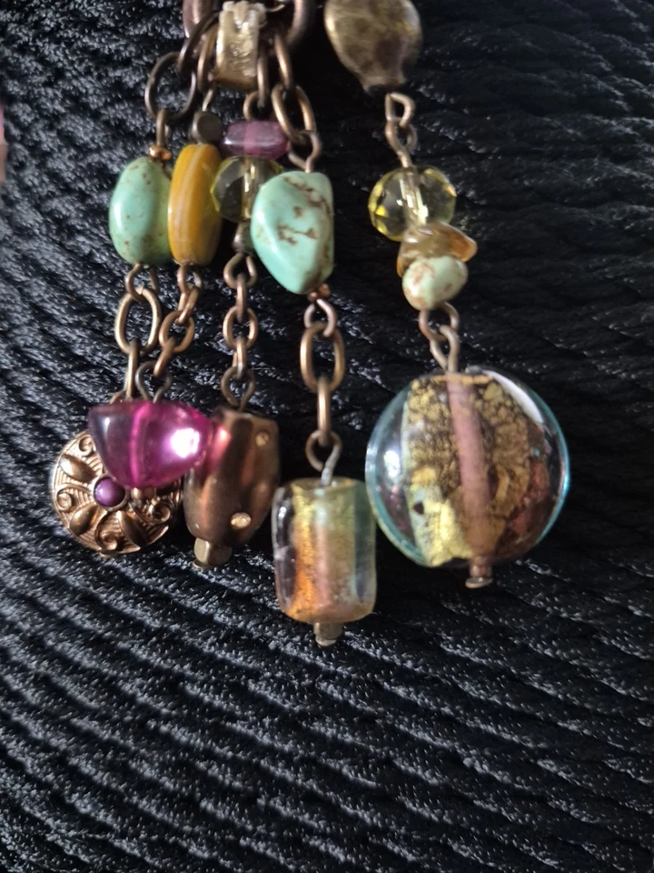 GOTH VICTORIAN NECKLACE  PURPLE BEADS, Glass Beads, and   Stone. - Image 4 of 4