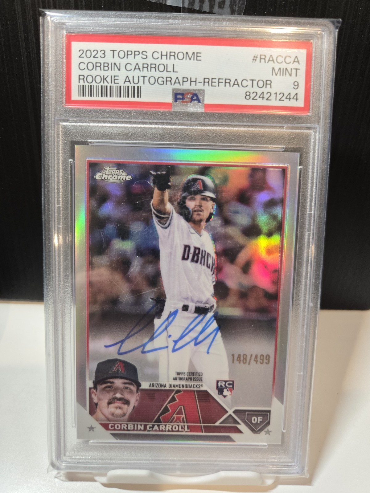 2023 Topps Chrome Corbin Carroll #RA-CCA Refractor Auto /499 (AU, RC) PSA 9
