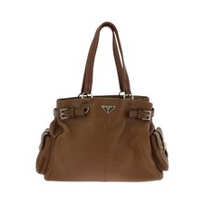 Prada Vitello Daino Leather Tote Bag Women Brown One Size